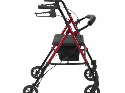 R8 RDHA Adjustable Seat Height Rollator Red 01