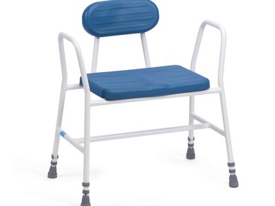 406 PU Bariatric Perching Stool PU Seat Tubular Armrests Padded Back web