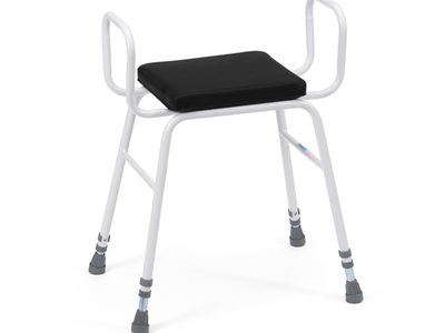 504 BLK Perching Stool Black PVC Seat Tubular Armrests No Back