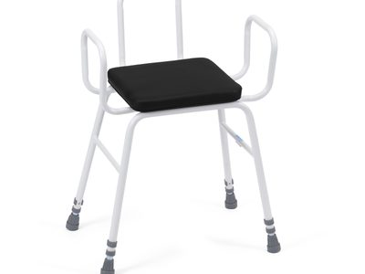 505 BLK Perching Stool Black PVC Seat Tubular Armrests Back