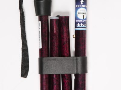 10370 RC 6 Folding Walking Stick with Gel Grip Handle Red Crackle 1